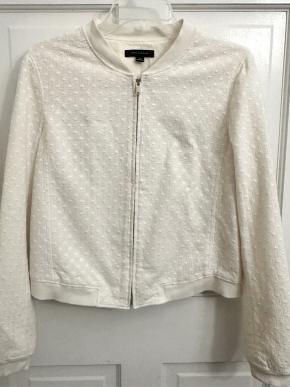 Ann Taylor Cream Polka Dot Zip
Up Jacket